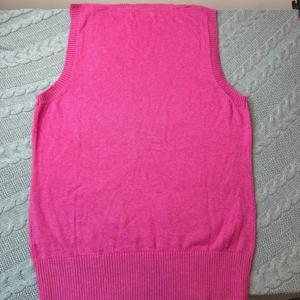 LL Bean Sweater Vest Women Small Pink Cotton Cashmere Scoop Coastal Grandmother - Picture 3 of 6